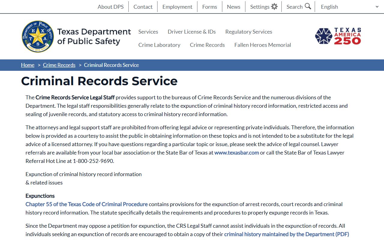 Texas DPS Crime Records Service for Tarrant County criminal records