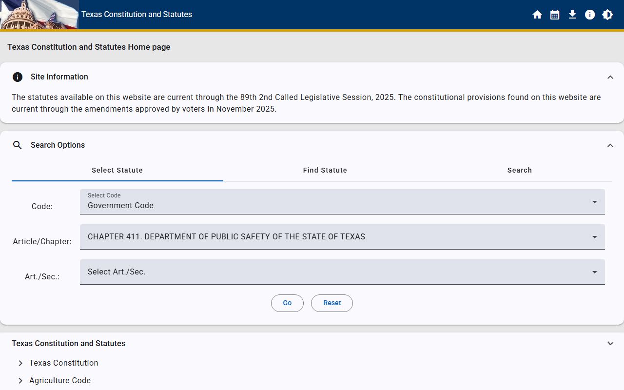 Texas Government Code Chapter 411 statute for Tarrant County criminal records