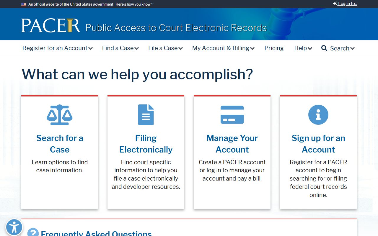 PACER federal Tarrant County court records access system