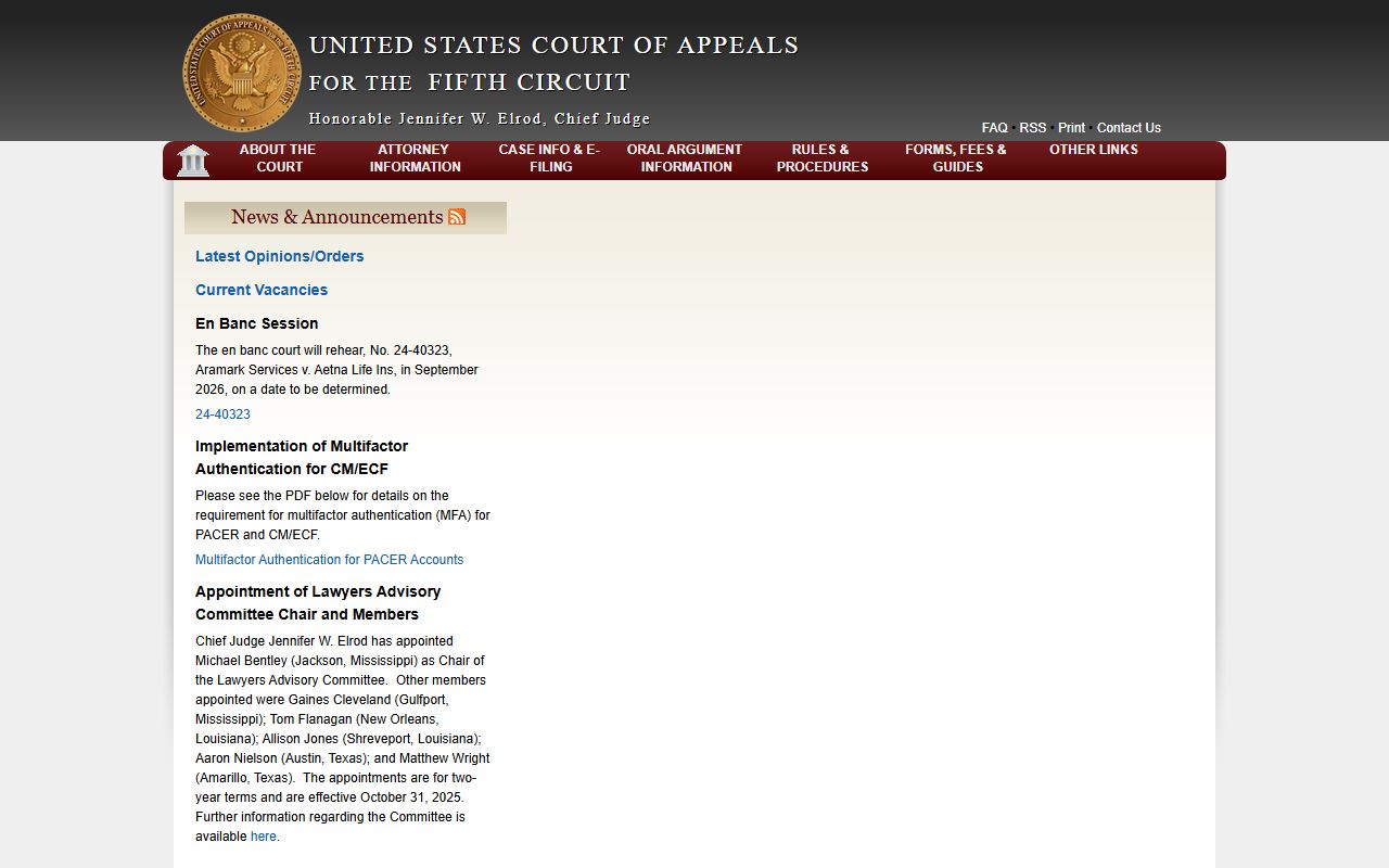 Fifth Circuit Court of Appeals Tarrant County court records page
