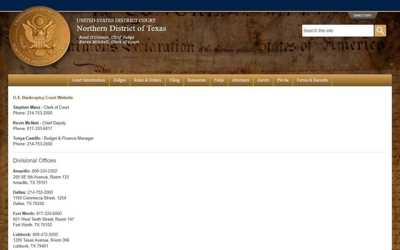 U.S. Bankruptcy Court Northern District of Texas Tarrant County court records