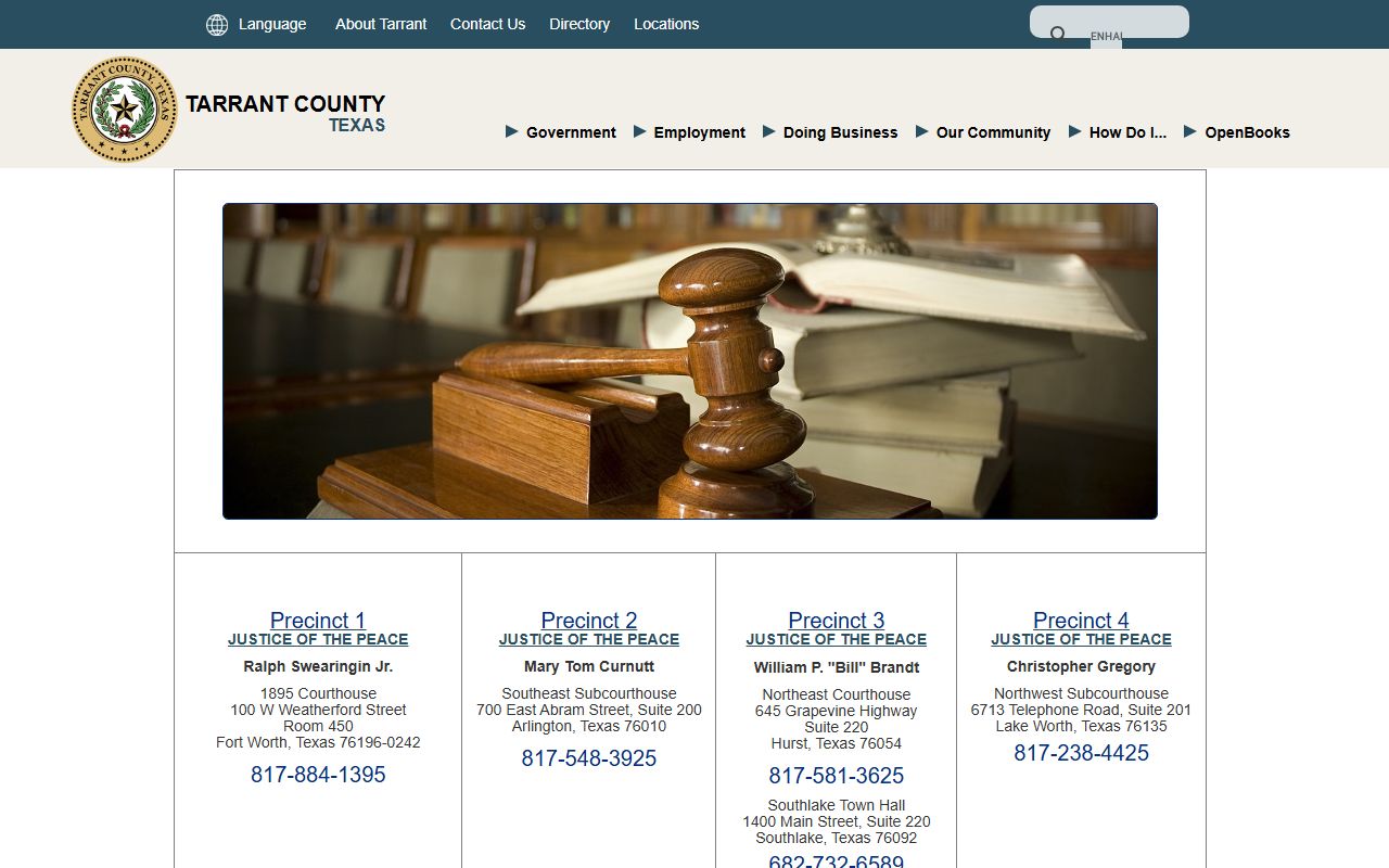 Tarrant County Justice of the Peace courts for citation records