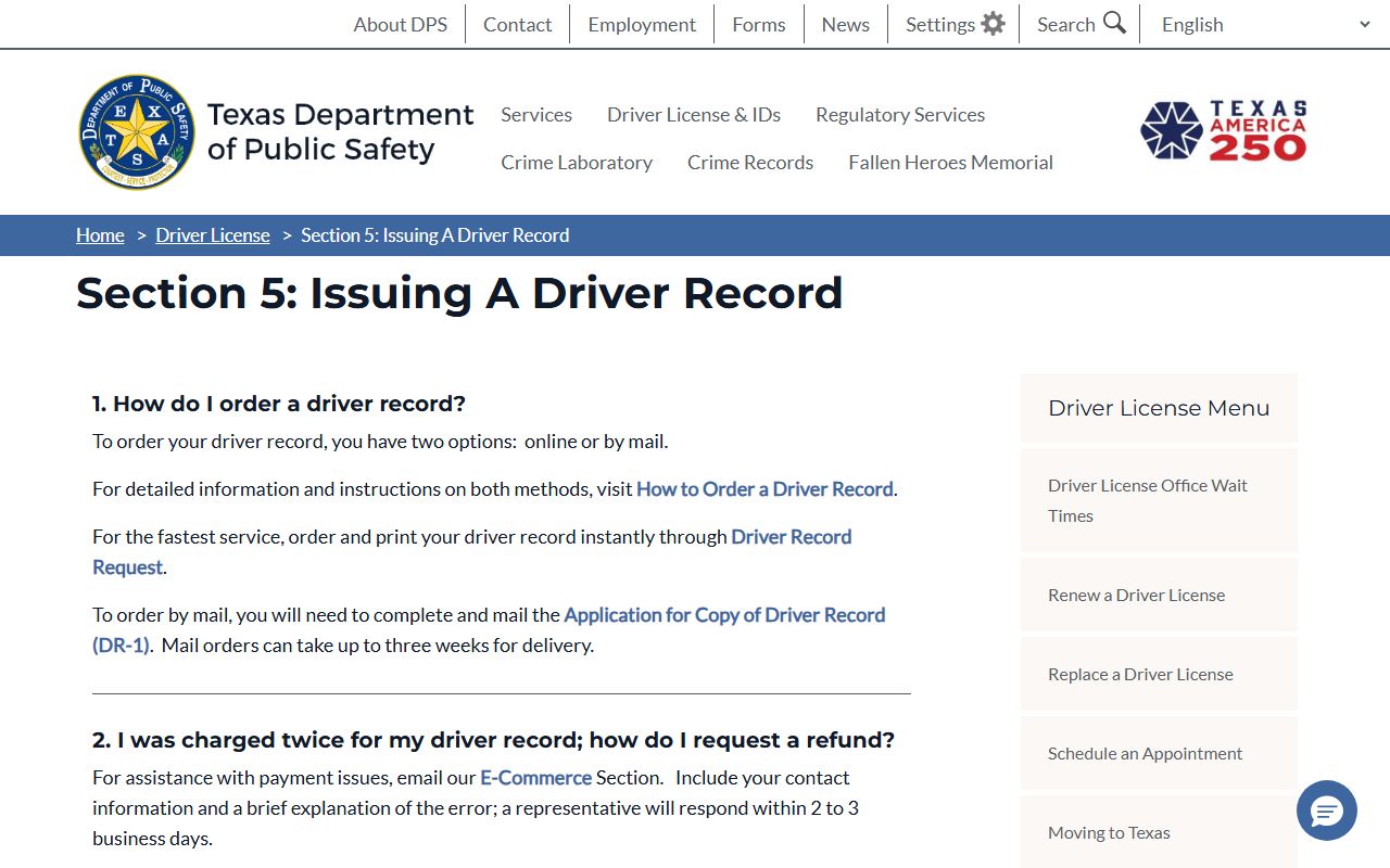 Texas DPS driver record FAQ tied to Tarrant County traffic court records